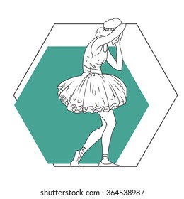 Line graphic. The hero of the theater. Crying girl dancer.
