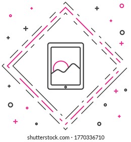 Line Graphic tablet icon isolated on white background. Colorful outline concept. Vector Illustration