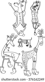  line graphics line art dancing deer