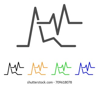 Line Graphs vector pictograph. Style is a flat graphic symbol in gray, black, yellow, blue, green color variants. Designed for web and mobile apps.