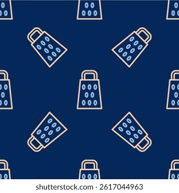 Line Grater icon isolated seamless pattern on blue background. Kitchen symbol. Cooking utensil. Cutlery sign.  Vector