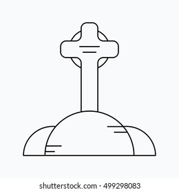 Line grave flat design. Vector illustration, halloween.