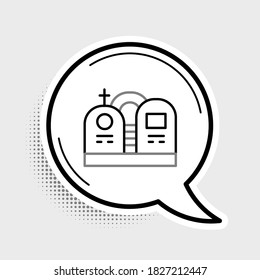Line Grave with tombstone icon isolated on grey background. Colorful outline concept. Vector