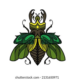 Linea de mariposa verde. Ilustración dibujada a mano por vectores.