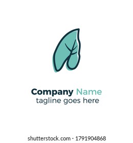 line green leaf logo design icon vector illustration simple line