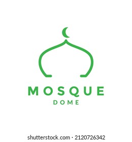 line green mosque dome simple logo design, vector graphic symbol icon illustration creative idea