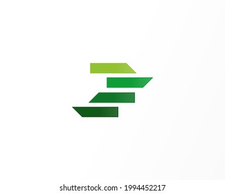 line and green shape vector logo design icon
