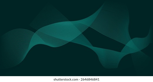 Line green techno abstract background overlap layer on dark space with glowing waves shape effect decoration. modern