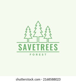 línea de árboles verdes pinos diseño de bosque vector símbolo gráfico icono idea creativa
