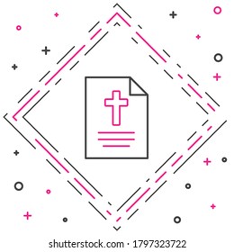 Line Greeting card with Happy Easter icon isolated on white background. Celebration poster template for invitation or greeting card. Colorful outline concept. Vector Illustration