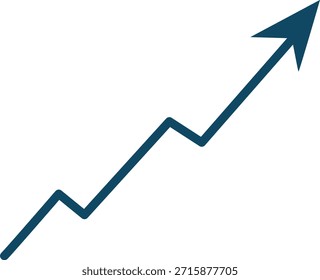 Ilustración de gráfico de crecimiento de línea que representa la tendencia al alza, el éxito comercial, el rendimiento financiero, el análisis de datos y la visualización del progreso en estilo plano.