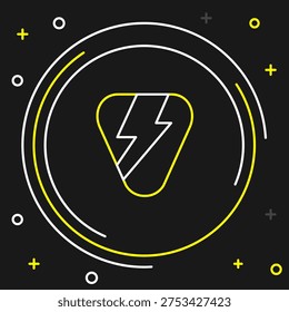 Line Guitar pick icon isolated on black background. Musical instrument. Colorful outline concept. Vector