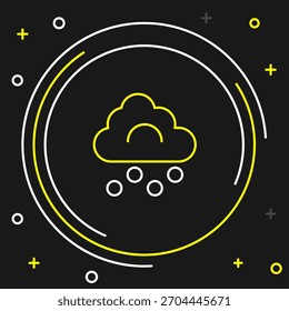 Icono de nube de granizo de línea aislado sobre fondo negro. Concepto de contorno colorido. Vector