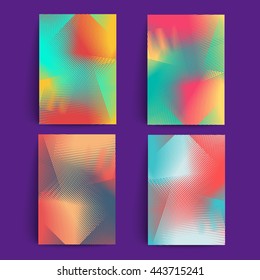 Line halftone backgrounds set. Applicable for covers, placards, posters, flyers and banner design. Eps10 vector templates.