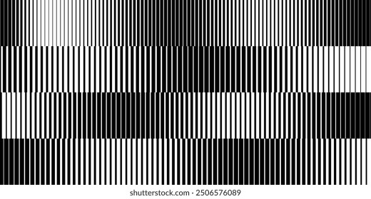 Line Halftone Gradation Abstract Pattern. Straight Lines Smooth Gradient Fade Texture Background. Black and White Parallel Stripes Thick to Thin Transition Effect. Vector Illustration.