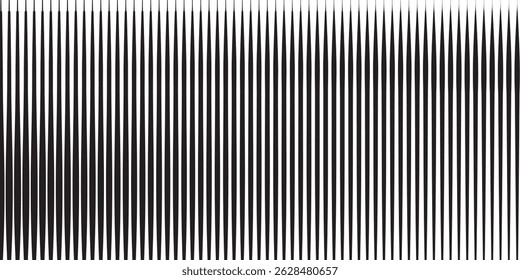 Line halftone gradation texture. Fading horizontal stripe gradient background. Repeating pattern backdrop. Black parallel thin to thick lines backdrop for overlay, print, cover, graphic design. Vector