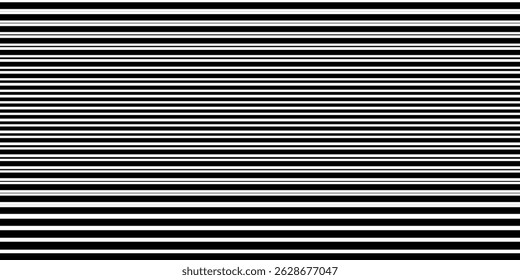 Line halftone gradation texture. Fading horizontal stripe gradient background. Repeating pattern backdrop. Black parallel thin to thick lines backdrop for overlay, print, cover, graphic design. Vector