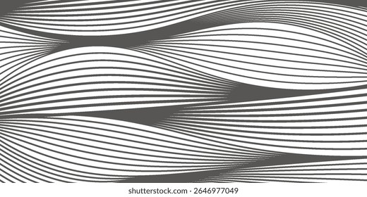 Textura de gradación de semitono de línea. Fondo de degradado de franja Horizontal en decoloración. Fondo de patrón de repetición. Negro paralelo delgado a grueso telón de fondo de líneas para superposición, impresión, cubierta, Diseño gráfico. Vector