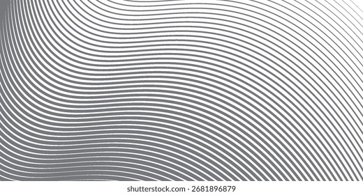 Textura de gradação de meio-tom de linha. Fundo de gradiente de faixa horizontal esmaecido. Tela de fundo do padrão de repetição. Fundo preto paralelo fino a linhas grossas para sobreposição, impressão, tampa, design gráfico.