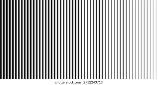 Textura de gradação de meio-tom de linha. Fundo de gradiente de faixa horizontal esmaecido. Tela de fundo do padrão de repetição. Preto paralelo fino para linhas grossas pano de fundo para sobreposição, impressão, capa, design gráfico.arte de fundo