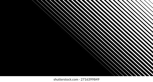 Textura de gradação de meio-tom de linha. Fundo de gradiente de faixa horizontal esmaecido. Tela de fundo do padrão de repetição. Fundo preto paralelo fino a linhas grossas para sobreposição, impressão, tampa, design gráfico. Vetor