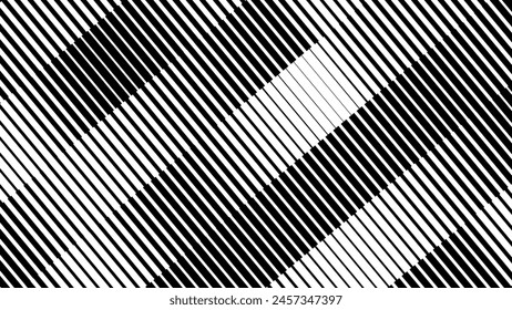 Patrón de efecto de degradado de semitonos de línea. Fondo de líneas rectas de Vertical. Textura Abstractas en blanco y negro con rayas paralelas gruesas a finas. Ilustración vectorial.