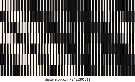 Patrón de efecto de degradado de semitonos de línea. Fondo de líneas rectas de Vertical. Textura Abstractas en blanco y negro con rayas paralelas gruesas a finas. Ilustración vectorial.