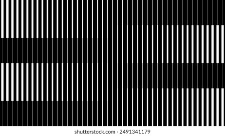 Line Halftone Gradient Effect Pattern. Vertical Straight Lines Background. Black and White Abstract Texture with Parallel Stripes Thick to Thin. Vector Illustration.