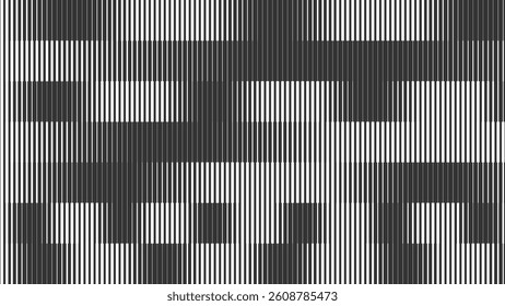 Line Halftone Gradient Effect Pattern. Vertical Straight Lines Background. Black and White Abstract Texture with Parallel Stripes Thick to Thin. Vector Illustration.