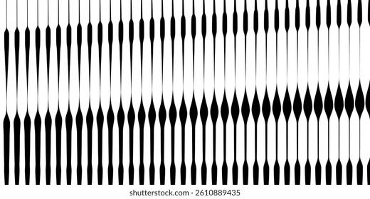 Line Halftone Gradient Effect Pattern. Vertical Straight Lines Background. Black and White Abstract Texture with Parallel Stripes Thick to Thin. Vector Illustration.