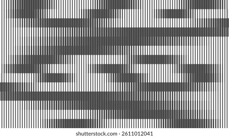 Line Halftone Gradient Effect Pattern. Vertical Straight Lines Background. Black and White Abstract Texture with Parallel Stripes Thick to Thin. Vector Illustration.