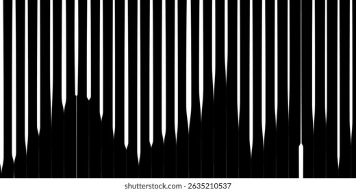 Line Halftone Gradient Effect Pattern. Vertical Straight Lines Background. Black and White Abstract Texture with Parallel Stripes Thick to Thin. Vector Illustration.