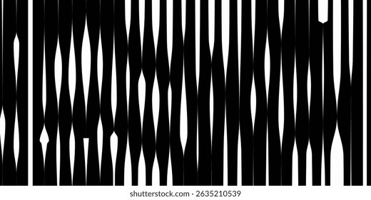 Line Halftone Gradient Effect Pattern. Vertical Straight Lines Background. Black and White Abstract Texture with Parallel Stripes Thick to Thin. Vector Illustration.