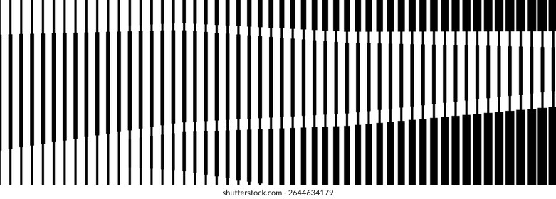 Line Halftone Gradient Effect Pattern. Vertical Straight Lines Background. Black and White Abstract Texture with Parallel Stripes Thick to Thin.