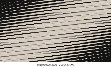 Line Halftone Gradient Transition Effect Pattern. Vertical Straight Lines Background. Black and White Abstract Texture with Parallel Stripes Thick to Thin. Vector Illustration.