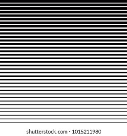 Line halftone pattern with gradient effect. Horizontal lines in black and white. Template for backgrounds and stylized textures. Vector design element.