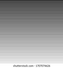 Line halftone pattern with gradient effect. Horizontal lines in black and white. Template for backgrounds and stylized textures. Stock Vector design element.