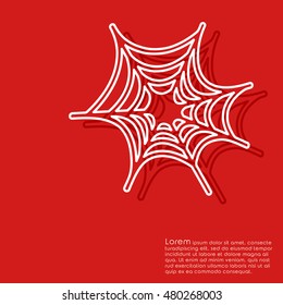 Line halloween cobweb on red background. Cover brochures, flyer, card design template. Vector illustration