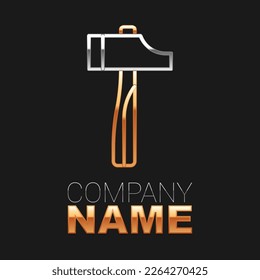 Line Hammer icon isolated on black background. Tool for repair. Colorful outline concept. Vector