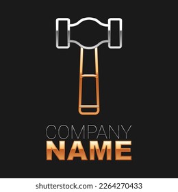 Line Hammer icon isolated on black background. Tool for repair. Colorful outline concept. Vector