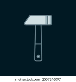 Line Hammer icon isolated on black background. Tool for repair. Flat filled outline style with shadow. Vector