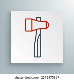 Line Hammer icon isolated on white background. Tool for repair. Colorful outline concept. Vector