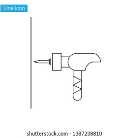 line hammer and nail vector 