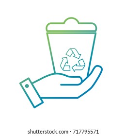 line hand with can recycle to environment care