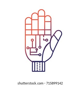 line hand with circuits and cyberspace interface connection