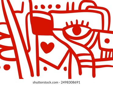 
line hand drawn background.cubism art style face portrait,decorative,memphis,vector illustration.