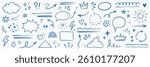 Line hand drawn brush marker arrow, heart, crown element set. Hand drawn sketch marker underline shape, arrow, star scribble brush pen stroke element. Crown, love graphic icon. Vector illustration