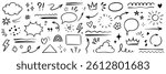 Line hand drawn brush marker arrow, heart, crown element set. Hand drawn sketch marker underline shape, arrow, star scribble brush pen stroke element. Crown, love graphic icon. Vector illustration