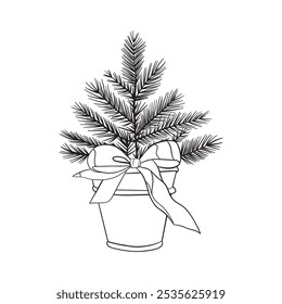 Línea dibujada a mano decoración del árbol de navidad