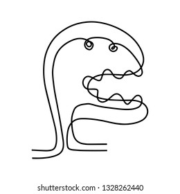 Line hand drawn dinosaur monster hand drawn illustration in cartoon style